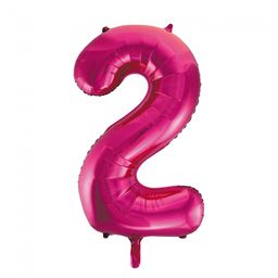 Pink cijfer ballon 2 inclusief helium gevuld