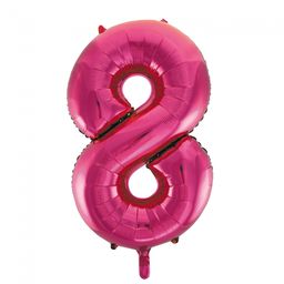 Pink cijfer ballon 8 inclusief helium gevuld