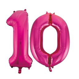 Pink cijfer ballon 10 inclusief helium gevuld