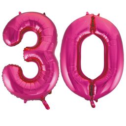Pink cijfer ballon 30 inclusief helium gevuld